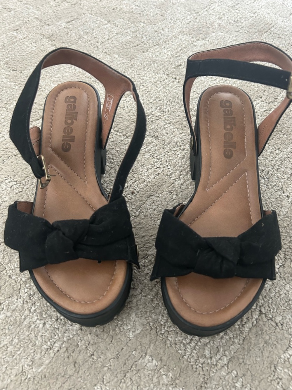 Galibelle Brazil Lug-Sole Suede Sandals changeable button on straps - Picture 2 of 6